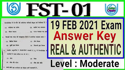 FST01 2021 Exam (19-02-2021) Answer Key : MCQ based Exam  TRUE & AUTHENTIC
