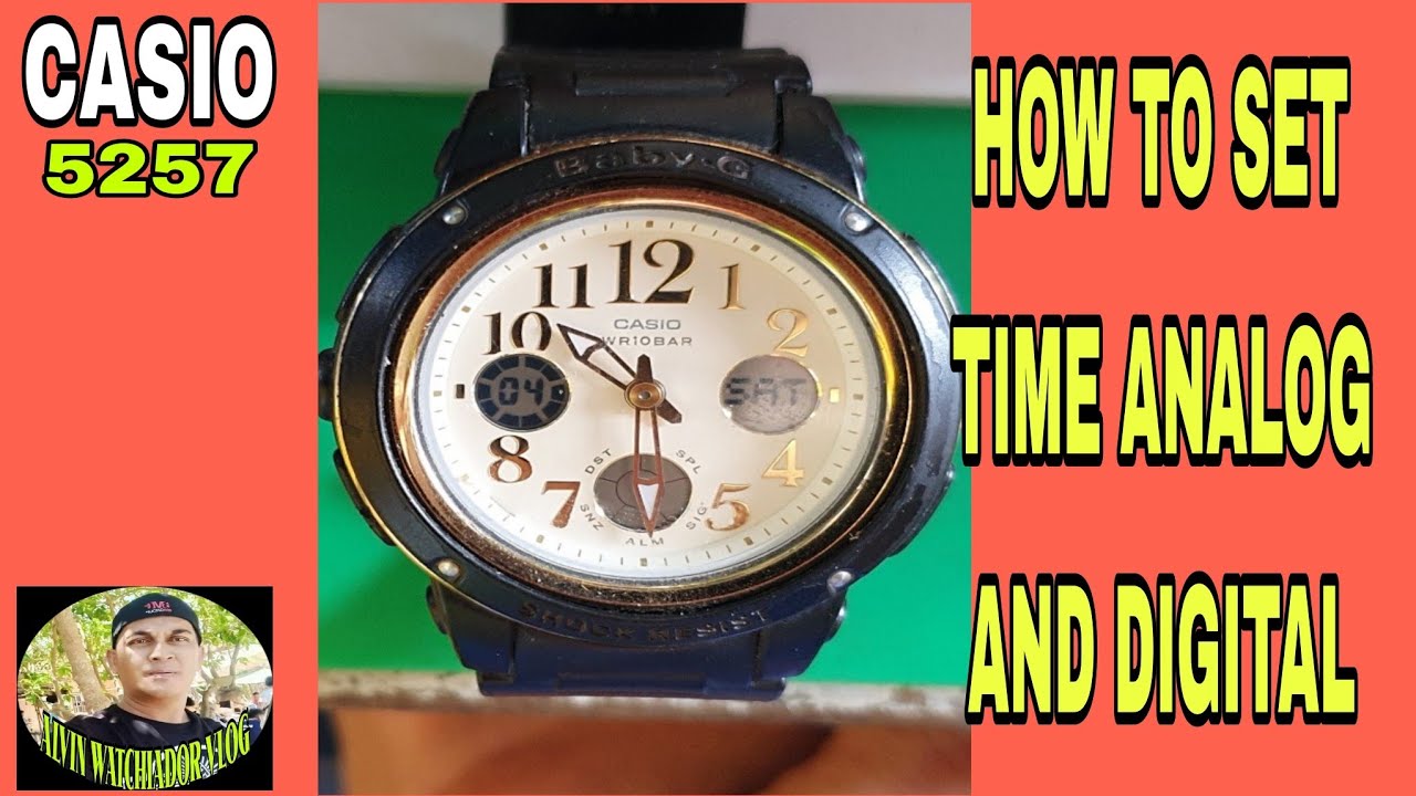 CASIO 5257, HOW TO SET TIME ANALOG AND DIGITAL@WATCHIADOR VLOG