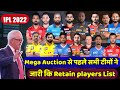 IPL 2022 Auction- All teams confirmed retain players list, 32 retain player list