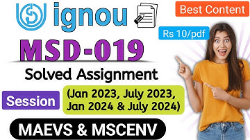 MSD-019 solved assignment 2023-24 || Ignou MSD 019 Solved Assignment Jan 2023 to july 2024 || MAEVS