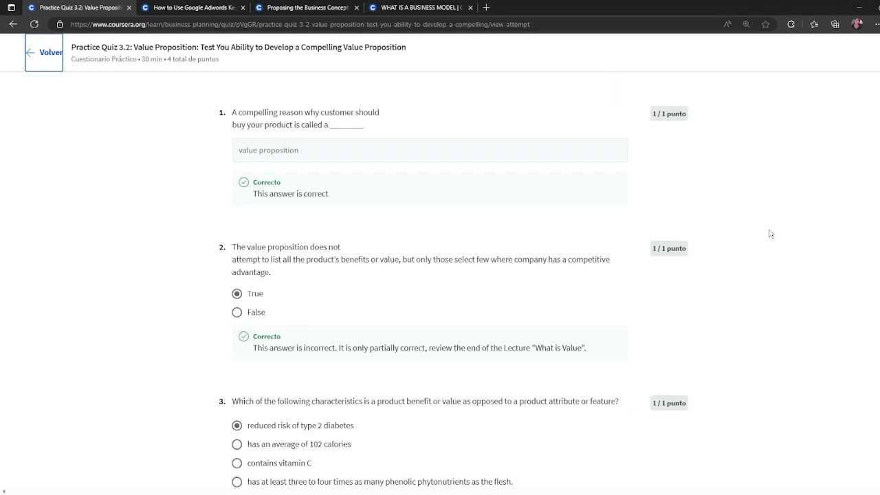 Practice Quiz 3.2: Value Proposition: Test You Ability to Develop a Compelling Value Proposition