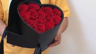 New preserved roses heart boxes, two drawers