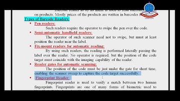 Computer k 7 lecture 4 Chapter 1 Barcode Reader Finger Print Reader +  LQ 7 8
