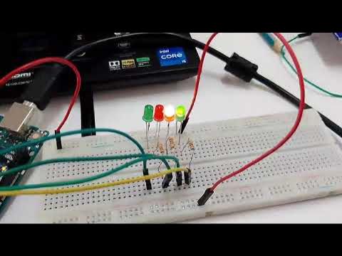 IMPLEMENTACIÓN FÍSICA CON ARDUINO Y LEDS (oscilación 100 milisegundos ...