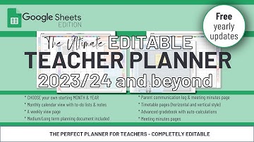 The Ultimate Editable Digital Teacher Planner #googlesheets #teachers #educators