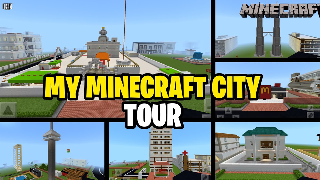 MY MINECRAFT CITY TOUR!!😱😱1 YEAR TO BUILD IT!!😱😱😱😱😱😱
