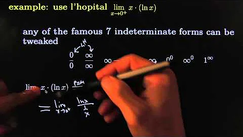 limit of x lnx  as x goes to 0 l'hopital