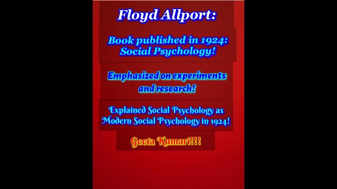 Floyd Allport Social Psychology NET/JRF Exam Explained in the