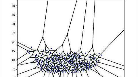 Voronoi Diagram of 141 brownian particles on more than 700 images