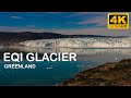 4K drone footage of Eqi Glacier in West Greenland