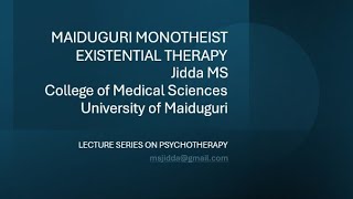 110 INTRODUCTION TO MAIDUGURI MONOTHEIST EXISTENTIAL THERAPY