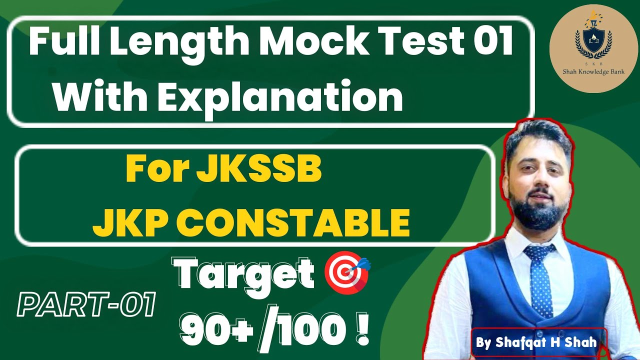 Jkp Test Pattern Full Length Mock Test 01 (Part-01) | For JKP Constable | Covering All ...