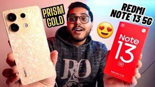 Redmi Note 13 5G Prism Gold (6+128GB) Unboxing and Full Overview😍 | The Bezel-Less Smartphone🔥