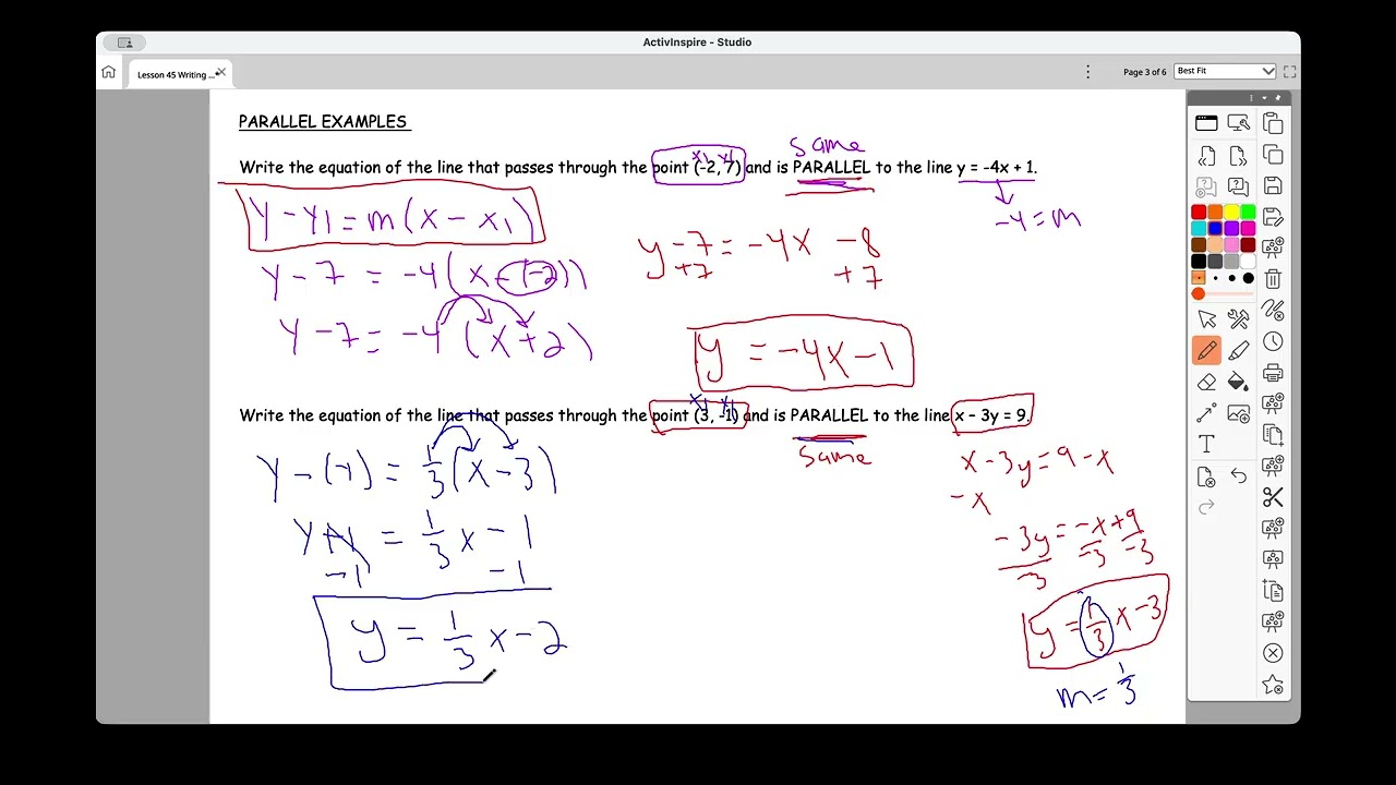 Recording Lesson 45 Writing Parallel and Perpendicular Equations