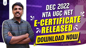 NTA UGC NET | DEC 2022 | E- Certificate Released | Download Now