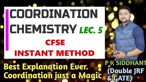 Coordination chemistry Lec 5. CFSE ( Crystal Field Stabilisation Energy) CSIR-JRF NET GATE CHEMISTRY