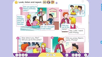 Tiếng Anh 5 Tập 1 - Unit 4 Did you go to the party? - Lesson 1 - 1 Look, listen and repeat