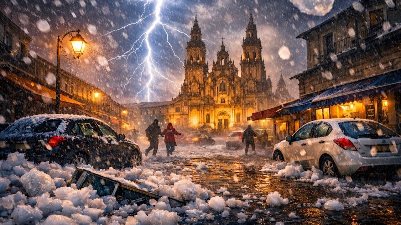 🌩 Spain in shock! Hail and 5,000 lightning strikes hit Galicia ⚡🌧