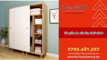 Tủ quần áo cửa lùa 2 cánh gỗ công nghiệp MDF lõi xanh chống ẩm GHF-6704