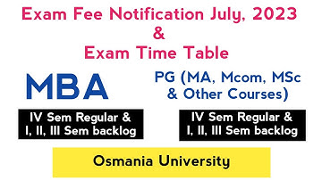MBA Exam Time Table | PG Exam Time Table | OU