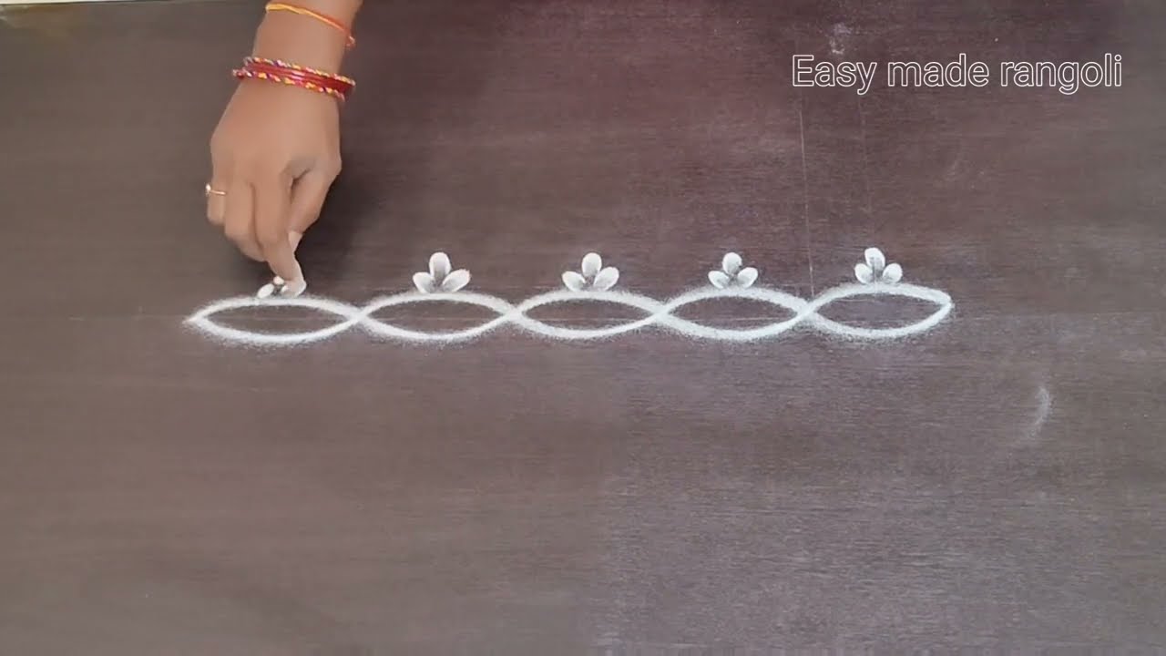 5 Border rangoli designs#rangoli#yt #sideborders#easy#muggulu#trending @easymaderangolicreations