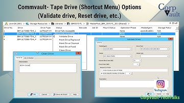 #Commvault - Tape Drive (Shortcut Menu) Options - #Validate drive, Reset Drive, etc. (Part05)