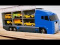 Yellow Cars Drive a steep hill ! Test and Loaded on a Tomica Convoy