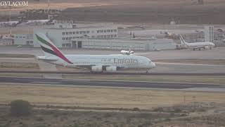 Emirates Airbus A380 landing Athens Airport