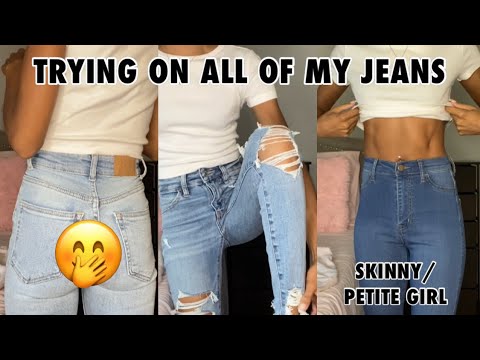 Trying On ALL OF MY JEANS | Skinny/Petite Girl Try On… American Eagle, Fashion Nova, Shein + more