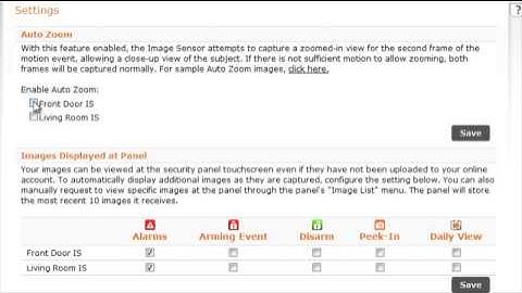 Alarm.com Image Sensor Settings