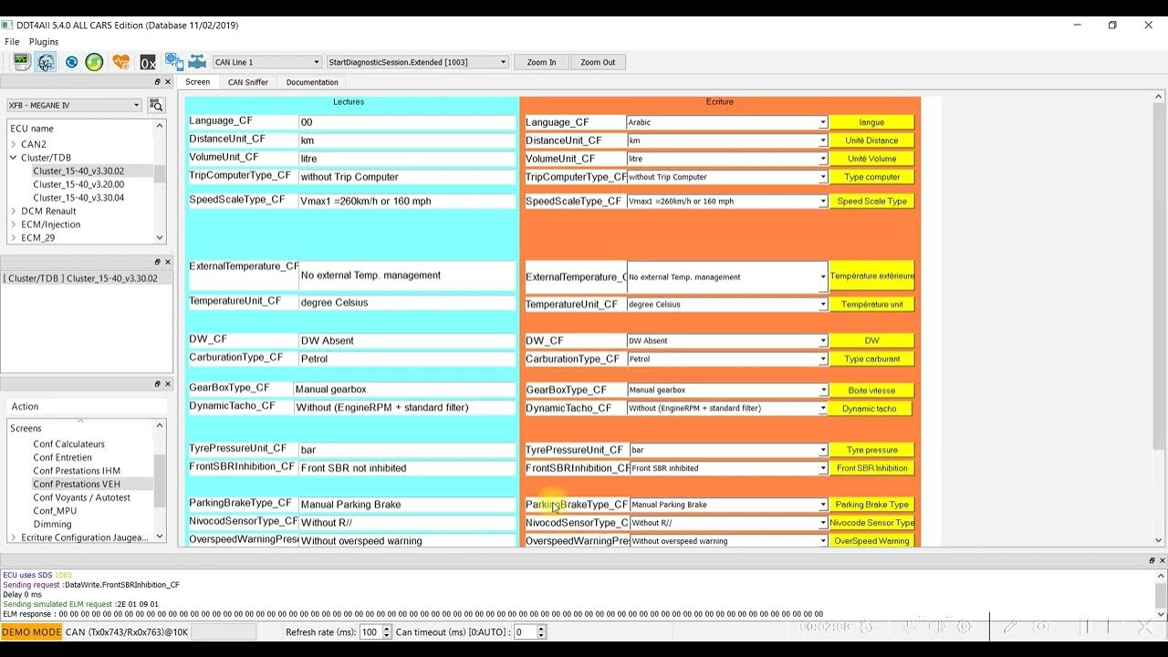 DDT4ALL Tutorial 18 ENABLE/DISABLE SEAT BELT WARNING FOR RENAULT