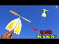 Make easy paper flying helicopter  how to make rubberband propeller flying toy  homemade propeller