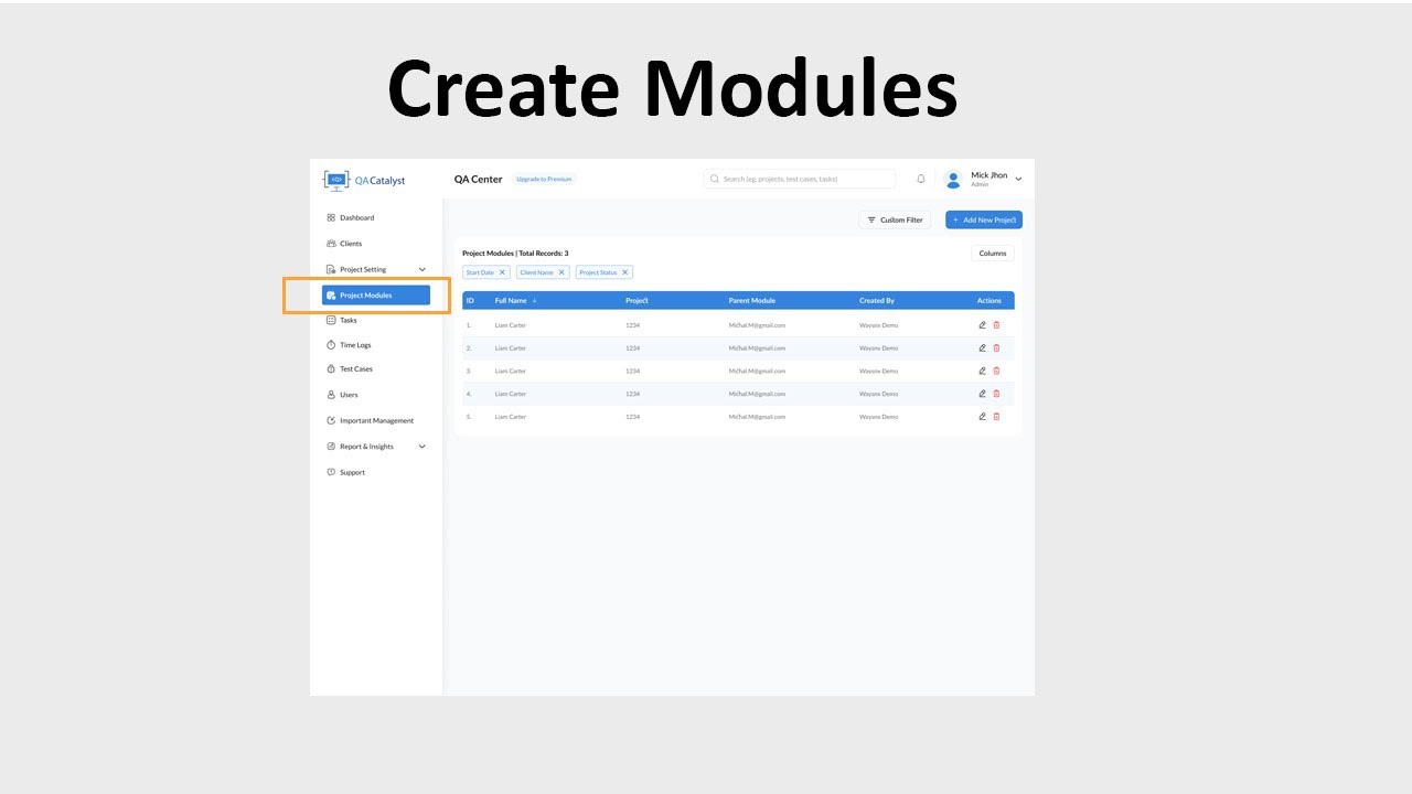 Organize QA Work by Creating Project Modules - YouTube