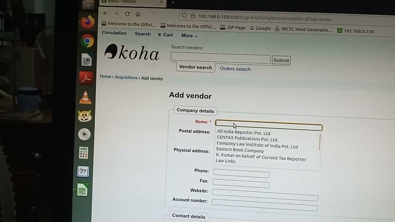 How to add a vendor in Koha Software?