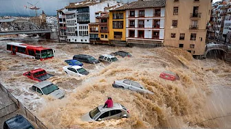 Spain in Crisis! City Washed Away after Flooding in Zaragoza, Cars and Homes Underwater