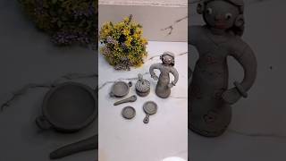 Miniature clay kitchen set 😍#shortsfeed #shorts #clayart #claykitchenset #miniaturekitchenset