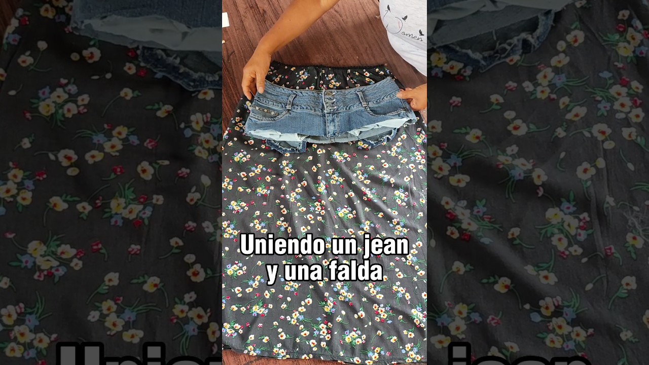 Uniendo un jean y una falda #tutoriales #reciclaje #moda #jeans #costura