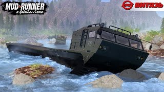 Spintires: MudRunner - DT-30 VITYAZ Tracked All-terrain Vehicle Driving On A Mountain River