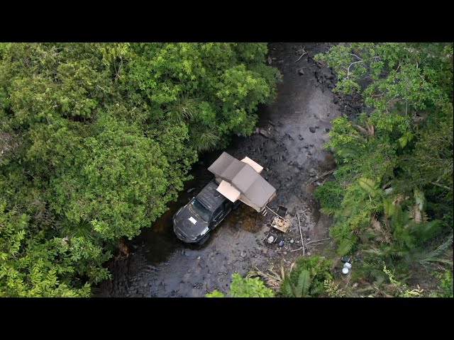 Camping and Car in forest overnight យកឡាទៅស្ទឹងដំរីលើបោះតង់ចម្អិនអាហារបរិភោប class=