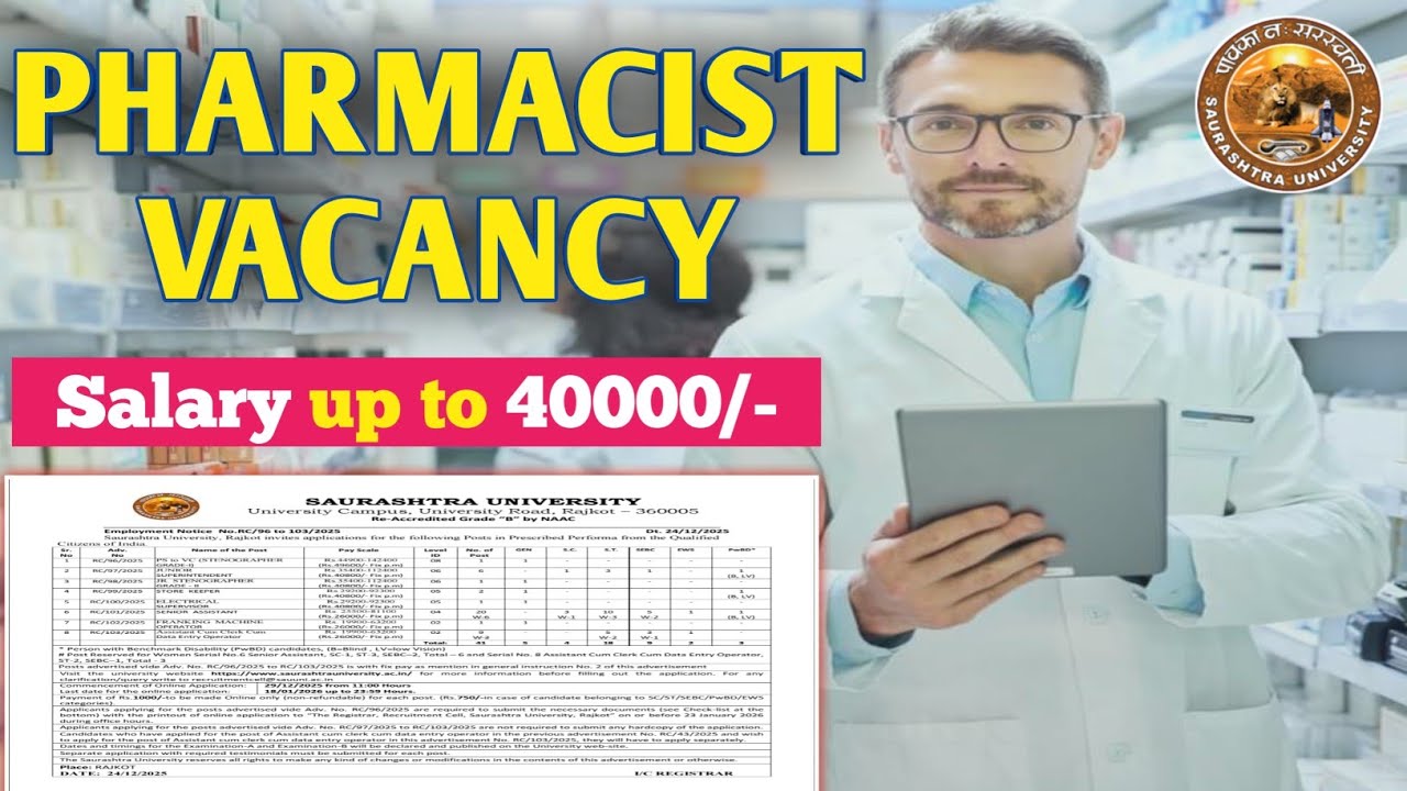 एक और भर्ती Central Govt Pharmacist Vacancy2026 I Pharmacy Department Staff Recruitment 2026