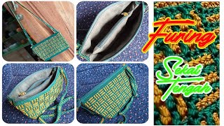 Tutorial Cara Furing Sekat Tengah pada Tas Rajut || Sew a Lining for crochet bag/purse