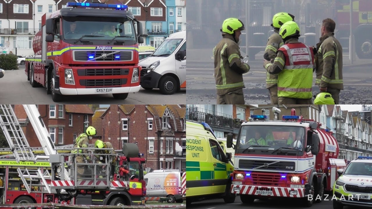 Littlehampton large building fire | Emergency service activity + on scene footage