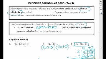 Algebra 1 Unit 7 Lesson 4