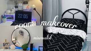 minimalist small room makeover ? || aesthetic , monochrome , anime