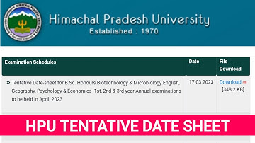 HPU Notification, HPU UG Datesheet, HPU Update, HPU Exam