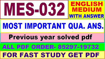 mes 032 important questions / mes 32 previous year question paper in English / pgdet study material