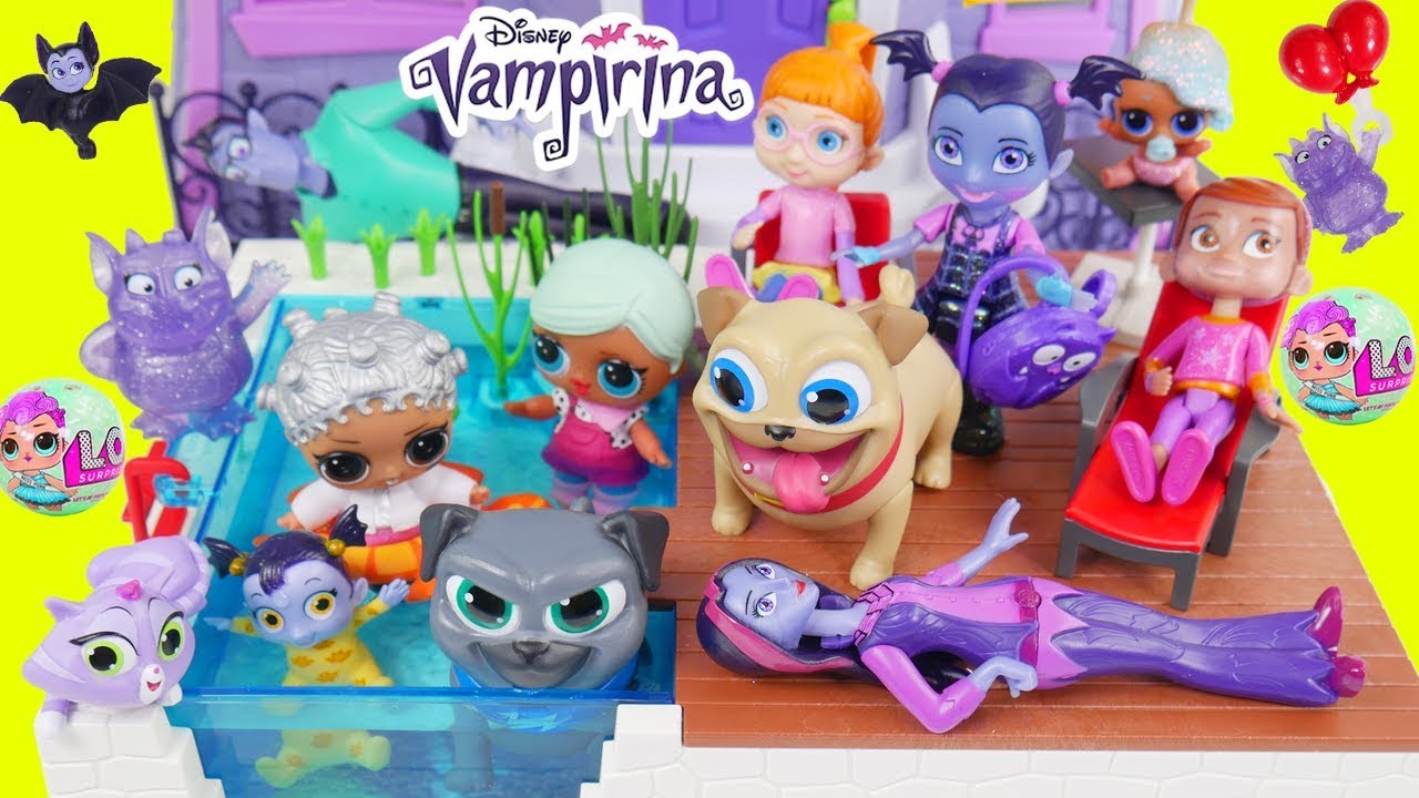 family friendly resorts vamparina and LOL dolls at playmobil pool