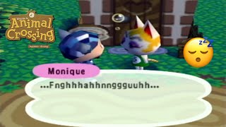 Villagers sleeping outside their houses in Animal Crossing GCN