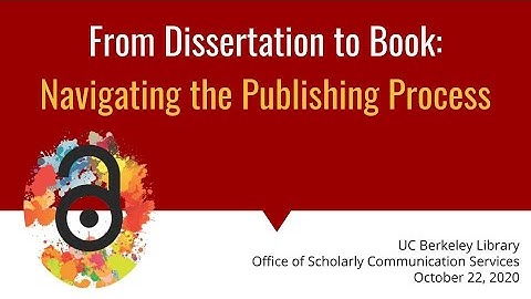 From Dissertation to Book: Navigating the Publication Process (2020)