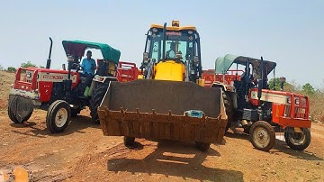 JCB 3dx Loading Mud in Tractors | Swaraj 744 fe Swaraj 744 xt Tractor #jcbvideo #tractor #cartoon